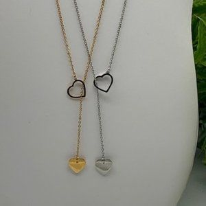 Heart Through Heart Lariat Necklace